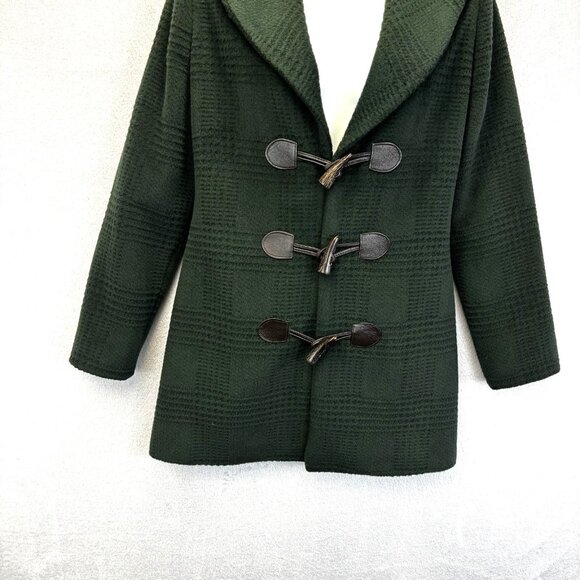 Gray Aspen Soft Toggle Jacket Womens Size 2 Green Fuzzy Lined Coat Holiday EUC - Picture 4 of 12